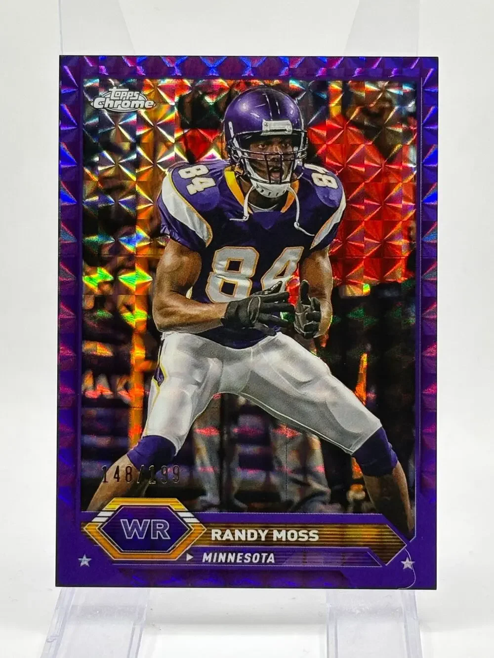 2023 Topps Chrome Randy Moss Purple Geometric Refractor 148/199 SP Vikings